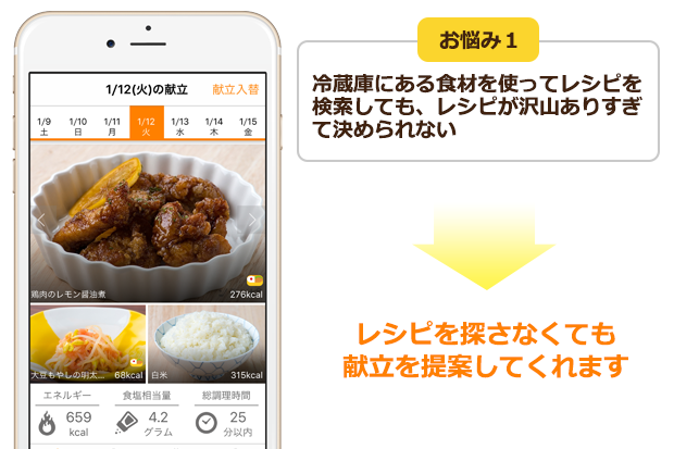 1食あたりたった12円で 晩御飯の献立メニューを決めてくれる超便利アプリ お料理まとめ